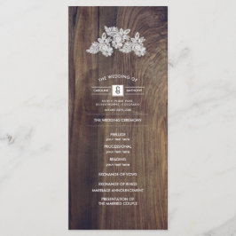 Spetsblommor | Bröllopsprogram med trästruktur Program