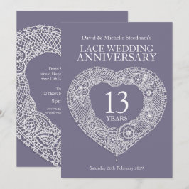 Spetsbröllopshjärta 13-årsfestinbjudningar inbjudningar