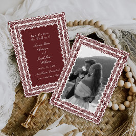 Spetsdoily i vintage-stil Foto Bröllop Spara Datumet