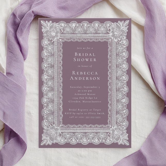 Spetsdoily rosalila elegant bröllopsdusch inbjudningar (Skapare uppladdad)