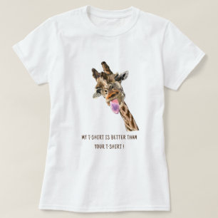 Spetsen T-Shirt Giraffe Tunga är fin ur texten