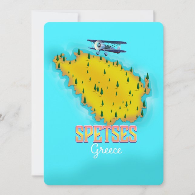 Spetses grekisk ö karta reseposter (Framsida)