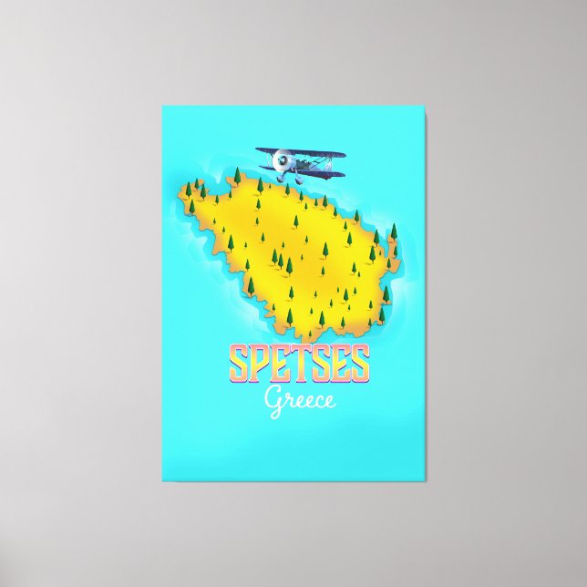 Spetses grekisk ö karta reseposter canvastryck (Framsida)