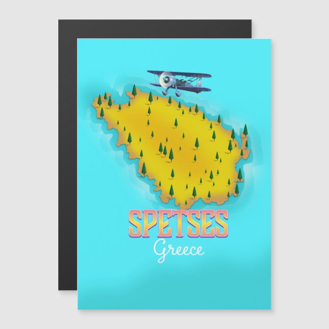 Spetses grekiska ö karta resaffisch (Fram/baksida)