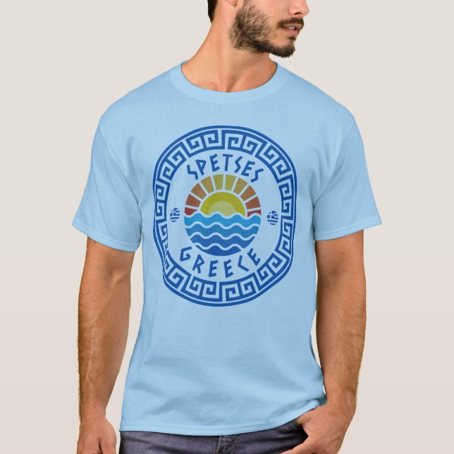 Spetses Island, Grekland - Ljusblå herr T Shirt (Framsida)