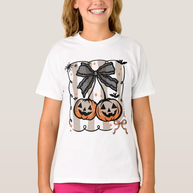 Spetsförförisk Pumporisk Gothic Halloween T Shirt (Framsida)