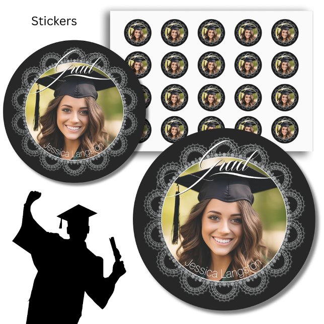 Spetsig Fotoexamen  Runt Klistermärke (Skapare uppladdad)