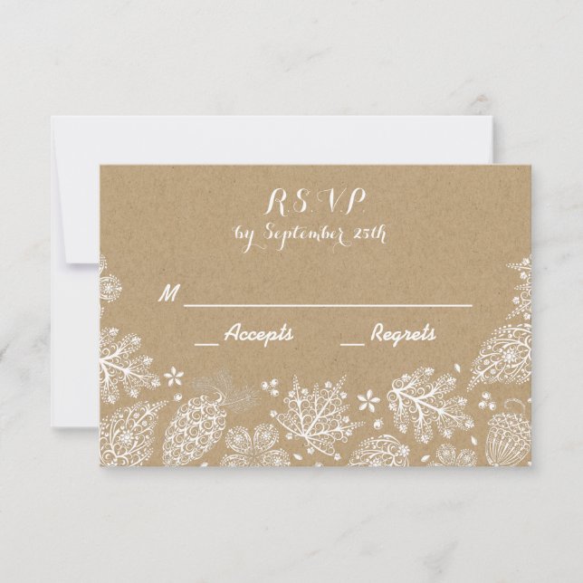 Spetsiga löv Fall Bröllop RSVP-kort OSA Kort (Framsida)