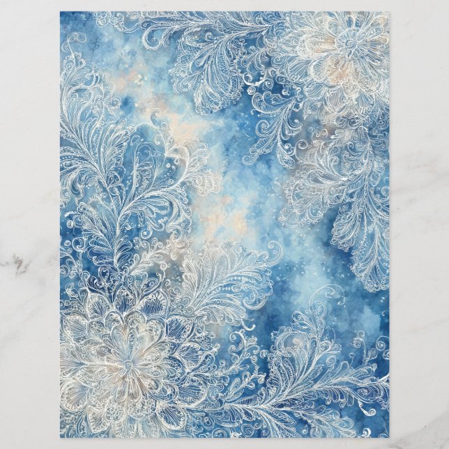 Spetsigt Blått Scrapbookingpapper (Framsida)