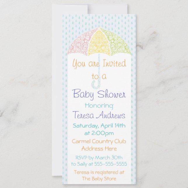 Spetsparaply Baby Shower-inbjudan Inbjudningar (Framsida)