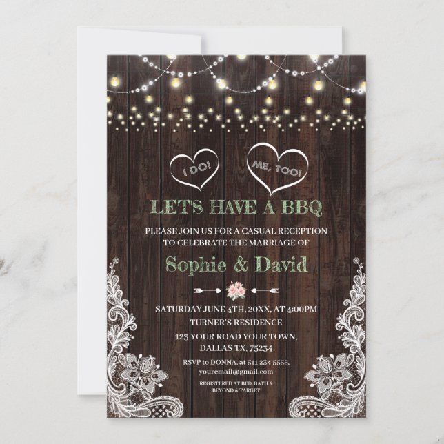 Spetsrosa blomsterlyktor för trädgårdsfest Barbecu Inbjudningar (Framsida)