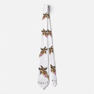 Spettig Giraffe Funny Neck Tie - Smile - Din text Slips