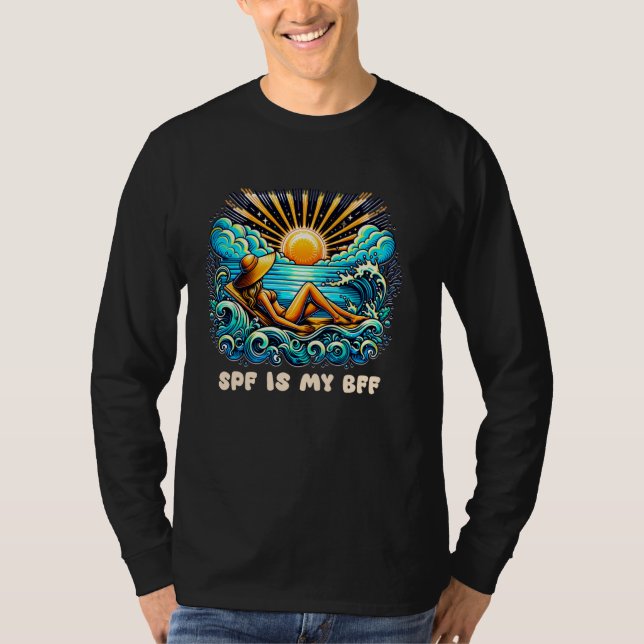 SPF är My BFF Sunscreen, Tanning, Summer Sol T Shirt (Framsida)