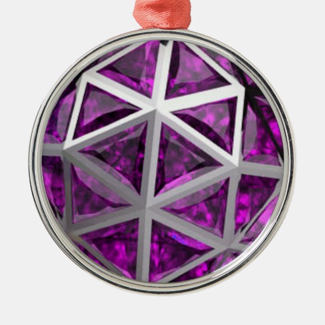Sphere Amethyst Gemstone Lila Julgransprydnad Metall (Framsidan)