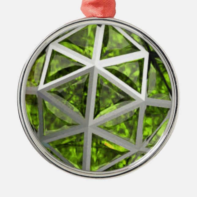 Sphere Grönt Peridot Gemstone Julgransprydnad Metall (Framsidan)