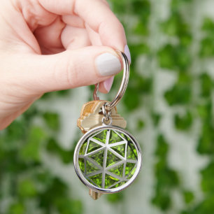 Sphere Grönt Peridot Gemstone Keychain Rund Silverfärgad Nyckelring