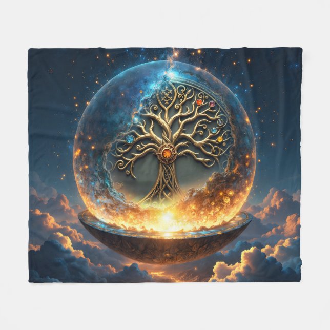 Sphere of Life – The Golden World Tree.  Fleecefilt (Framsidan (Horisontell))