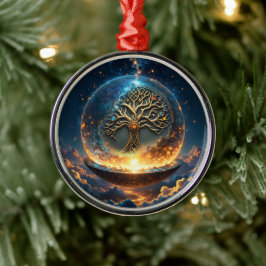 Sphere of Life – The Golden World Tree.  Julgransprydnad Metall