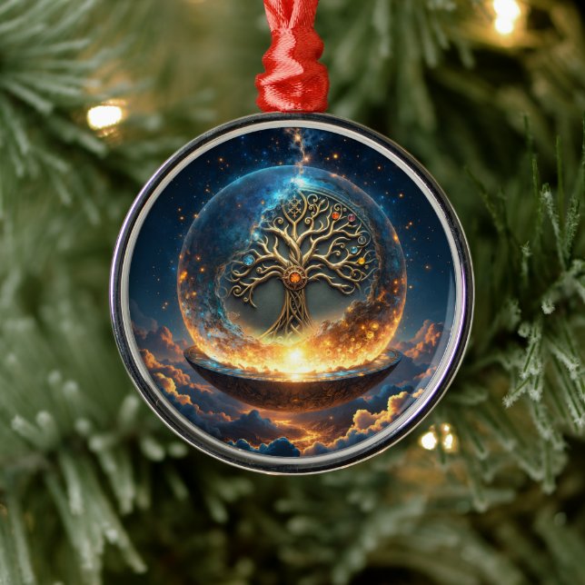 Sphere of Life – The Golden World Tree.  Julgransprydnad Metall (Träd)