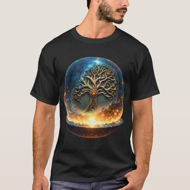 Sphere of Life – The Golden World Tree.  T Shirt (Framsida)