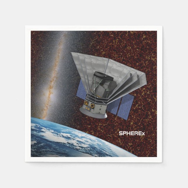 SPHEREx Galaxy Hunter-rymdfarkoster Pappersservett (Framsidan)