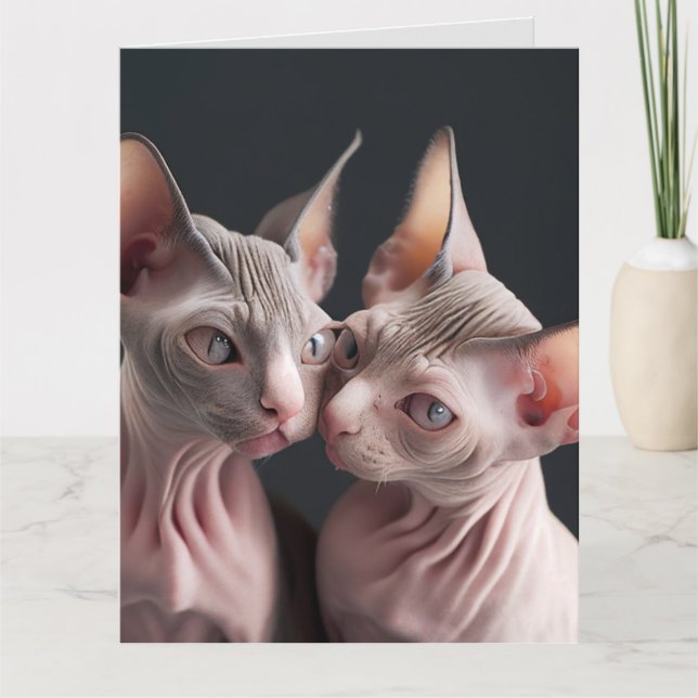 SPHINX HAIRLESS CAT CATS BIG BIRTHDAY CARD KORT (Framsida)
