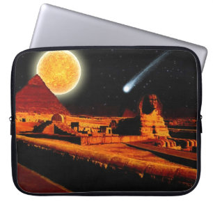 Sphinx & Måne över egyptiska Giza Pyramids Art Gif Laptop Sleeve