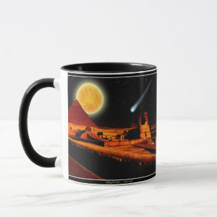 Sphinx & Måne över egyptiska Giza Pyramids Art Gif Mugg