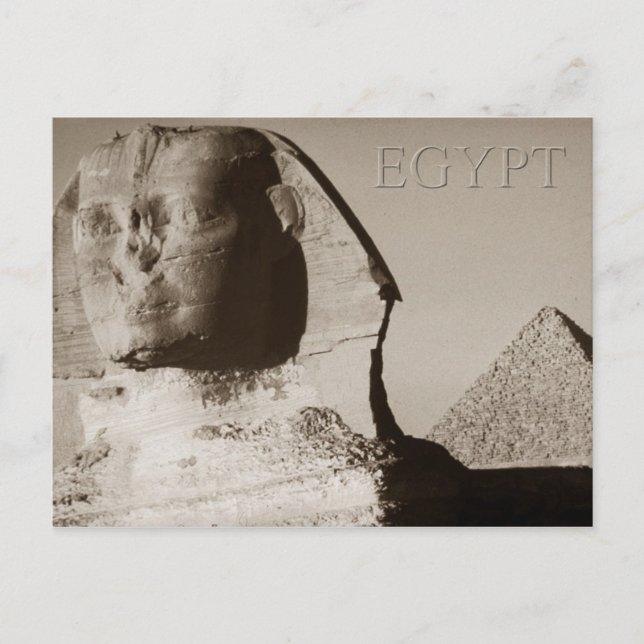 Sphinx och Pyramid of Menkaure, Egypten Vykort (Framsida)