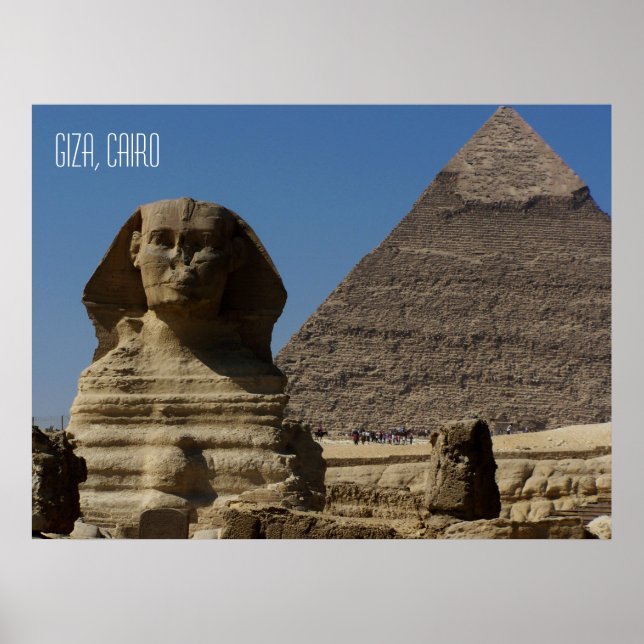 Sphinx Statue i Giza Cairo Egypten Souvenir Poster (Framsidan)