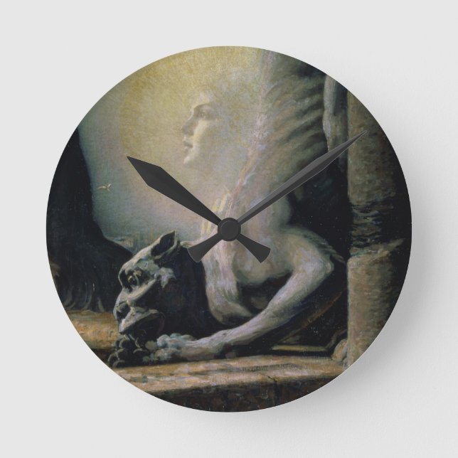 Sphinxen och chimeraen, 1906 (olja på kanfas) rund klocka (Framsida)