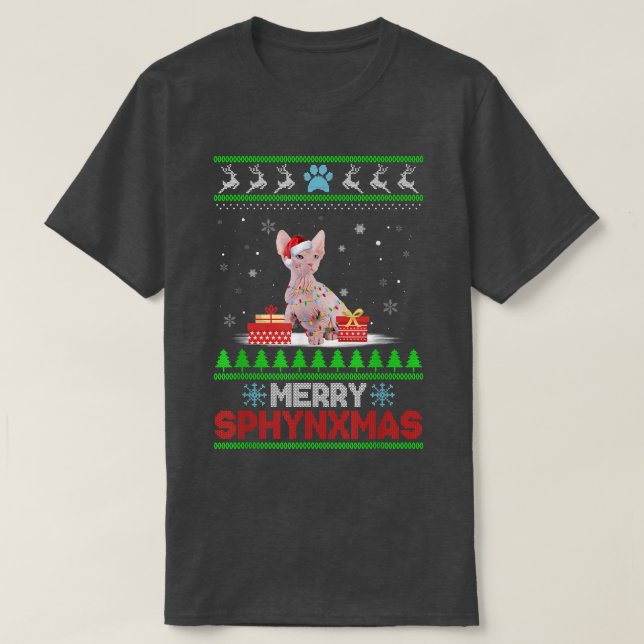 Sphyn Cat Lover jul Ugly Julafton Sweater Sphyn T Shirt (Design framsida)