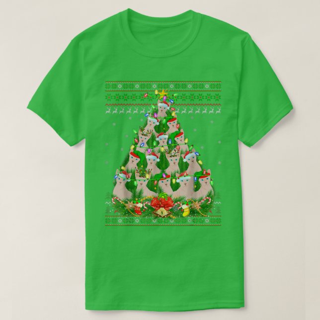 Sphyn Cat Lover Julafton Ljus Ugly Sphyn Cat Chris T Shirt (Design framsida)