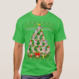 Sphyn Cat Lover Julafton Ljus Ugly Sphyn Cat Chris T Shirt