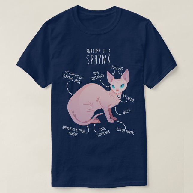 Sphynx Cat Anatomy T Shirt (Design framsida)