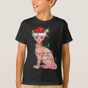 Sphynx Cat Animal Lover Julafton Santa Hat Sphynx T Shirt