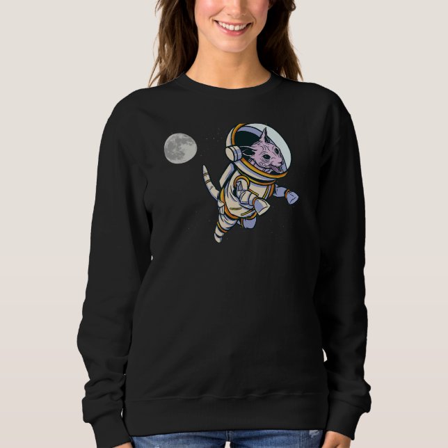 Sphynx Cat Astronaut Space Cat Spight Stil T Shirt (Framsida)