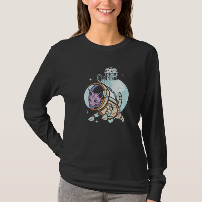 Sphynx Cat Astronaut Space Galaxy Cats Owner T Shirt (Framsida)