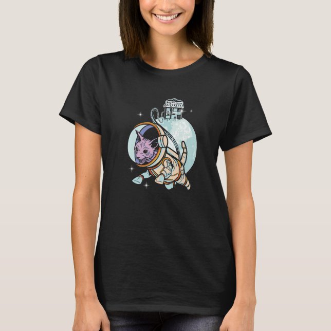 Sphynx Cat Astronaut Space Galaxy Cats Owner T Shirt (Framsida)
