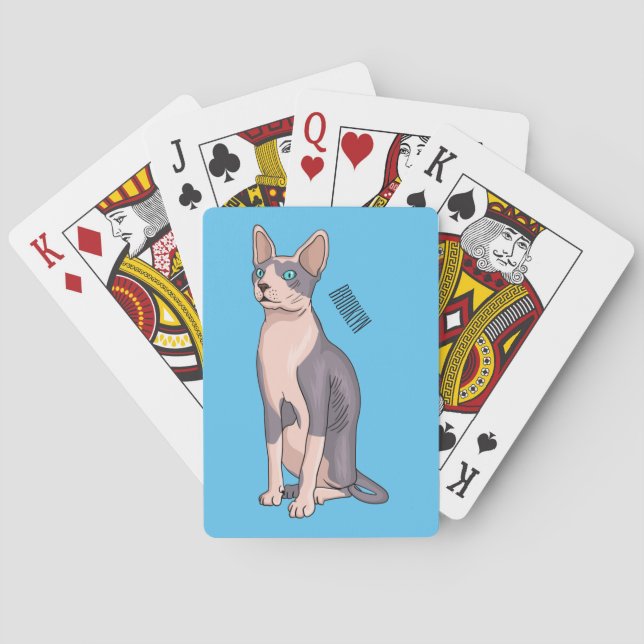 Sphynx cat cartoon illustration  casinokort (Baksidan)
