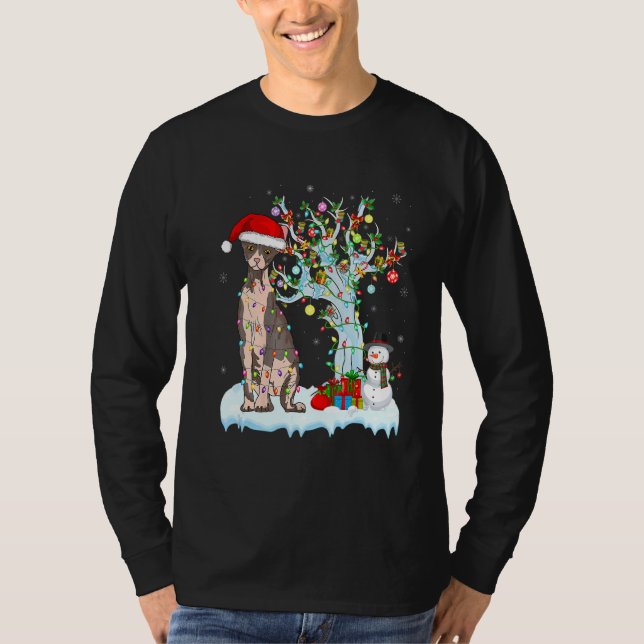 Sphynx Cat Christmas Light Santas Hat Snowman Matc T Shirt (Framsida)