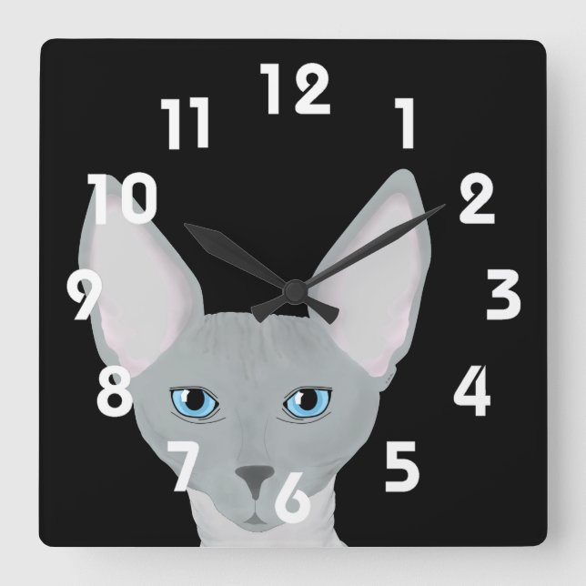 Sphynx Cat Clock Fyrkantig Klocka (Framsida)