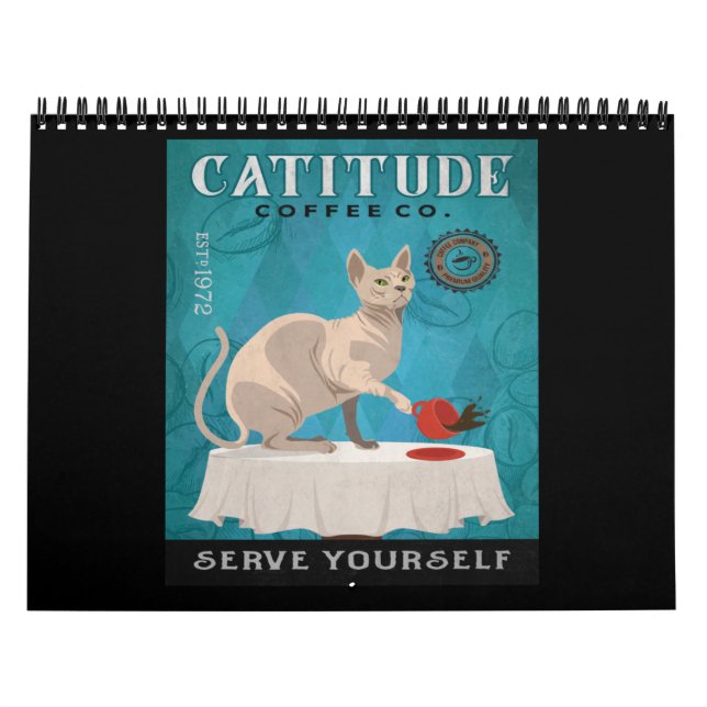 Sphynx Cat Coffee Funny Catitude  Yourself Kalender (Omslag)