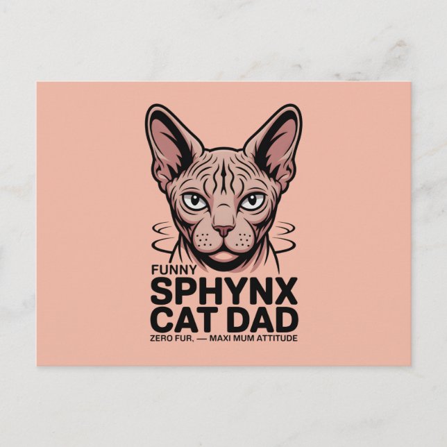 Sphynx Cat Dad Funny Vector Art Vykort (Framsida)