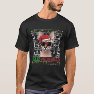 Sphynx Cat Feliz Meowidad Funny jul T Shirt