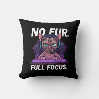 Sphynx Cat Gamer Full Focus Neon Art Kudde