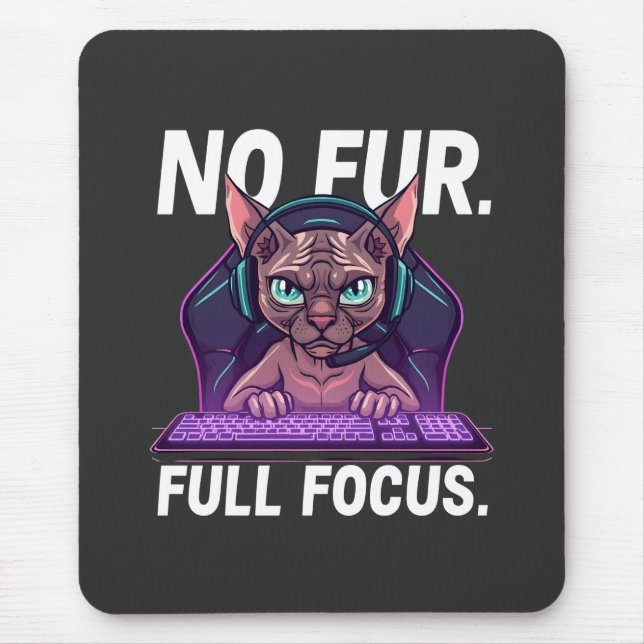 Sphynx Cat Gamer Full Focus Neon Art Musmatta (Framsidan)