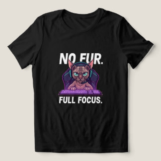 Sphynx Cat Gamer Full Focus Neon Art T Shirt