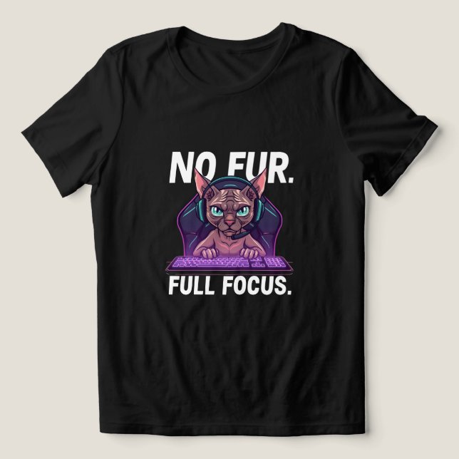 Sphynx Cat Gamer Full Focus Neon Art T Shirt (Design Framsida)