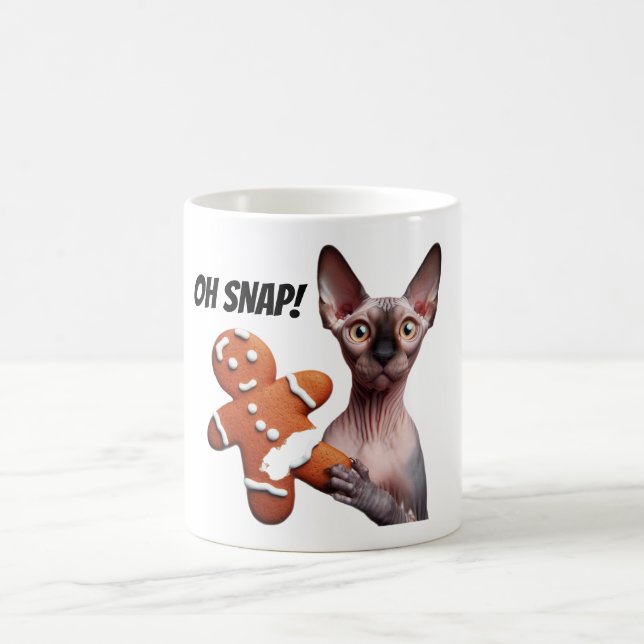 Sphynx Cat Gingertea Cookie Oh Snap Funny Kaffemugg (Center)